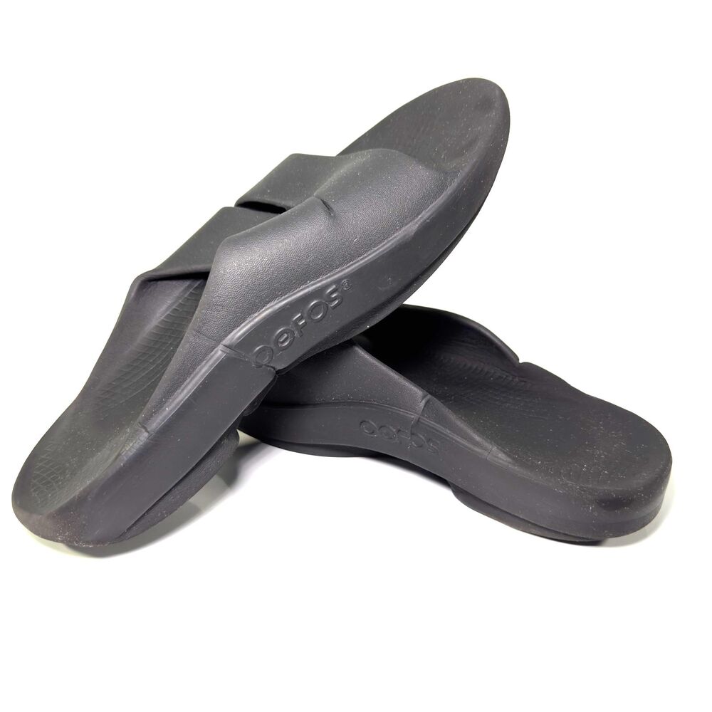 OOFOS Original Sandals Mens 8 Womens 10 Black Flip-Flops Rubber Comfort Casual